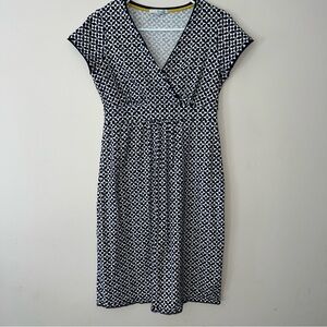 Boden V Neck Jersey Faux Wrap Geometric Dress Women’s Size US 4 UK 8